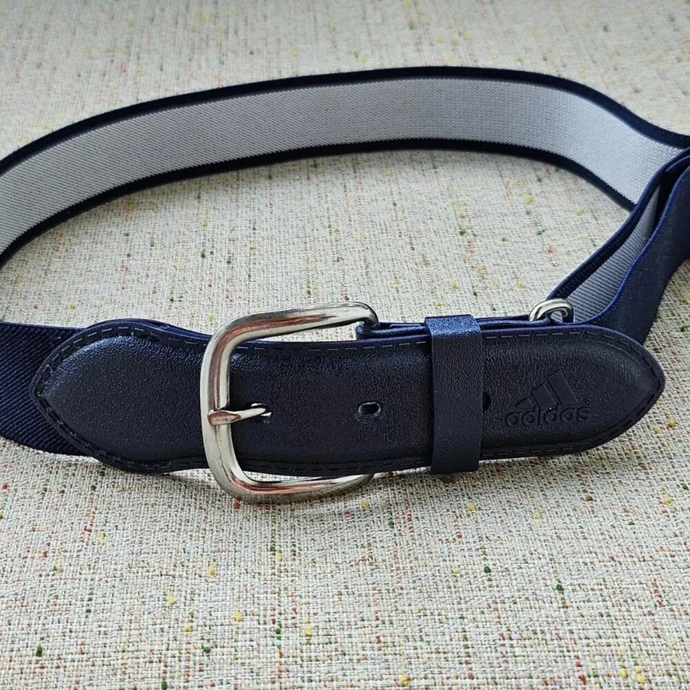 Adidas Youth Belt Navy Blue Elastic Stretched Waistband Size